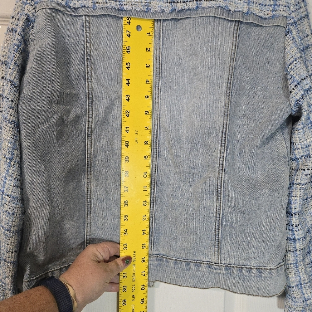 VENUS Blue Denim and Tweed Jacket Vintage Feminine Festival - Picture 10 of 13